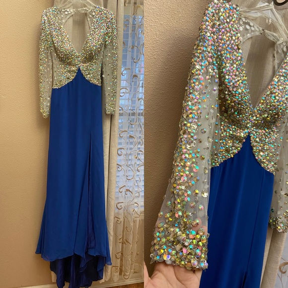 Blue Iridescent Crystal Gown - Picture 1 of 10